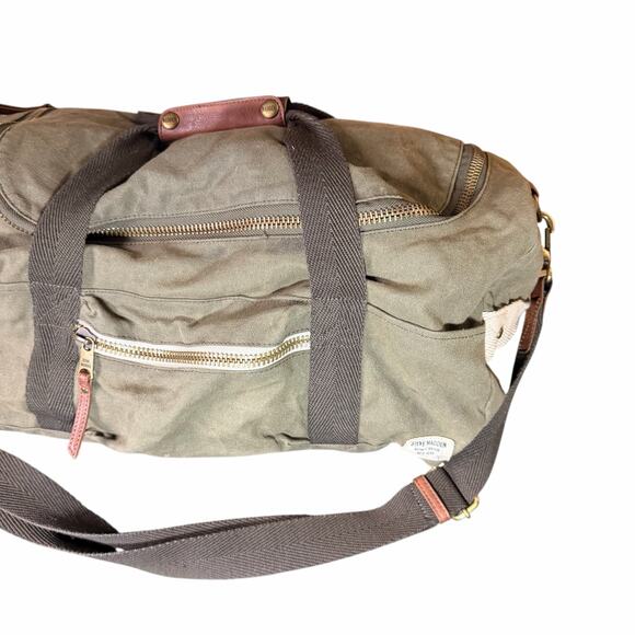 Steve Madden Canvas Duffel Bag Olive Green Travel Weekender Gym Tote - Picture 3 of 8
